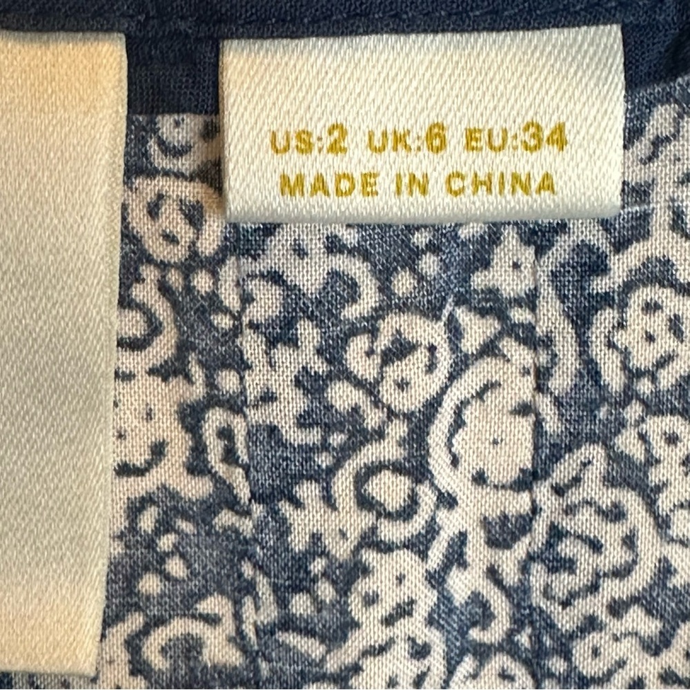 (Sold)ANTHROPOLOGIE MAEVE Hiver Peasant Blue Blouse Lace Detail Size 2 - Picture 8 of 9